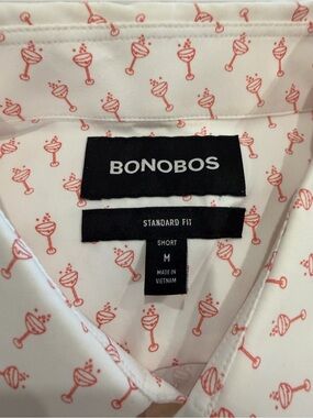 Bonobos White Button-Up with Pink Cocktail Print Shirt